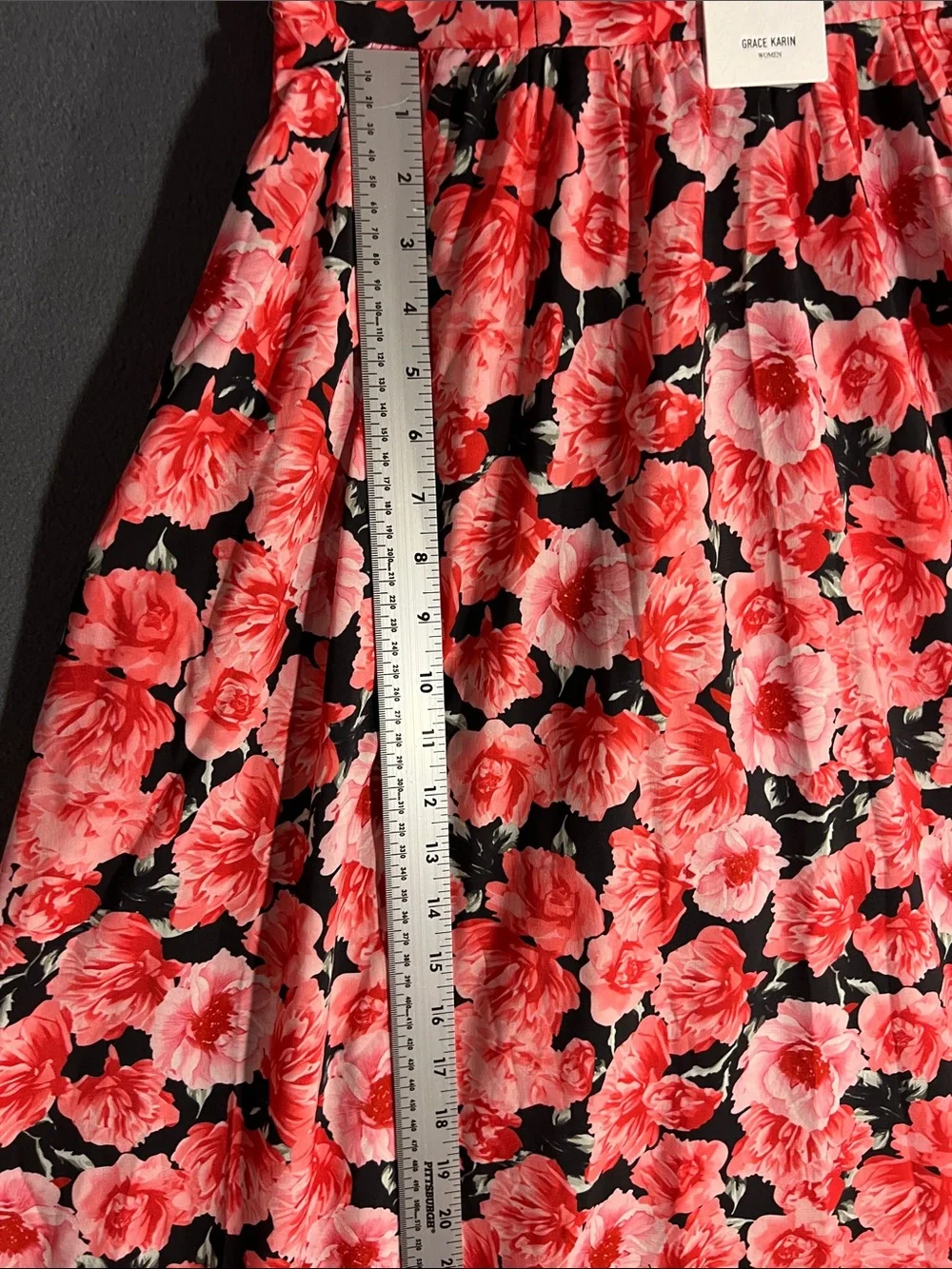 Grace Karin Black Maxi Dress with Red Floral Print - Picture 8 of 10